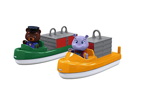 AquaPlay - Container- & Transportboot - Zubehör für AquaPlay Wasserbahnen oder für die Badewanne, 2 Boote, Container und BO und Wilma, für Kinder ab 3 Jahren, 8700000271, Bunt
