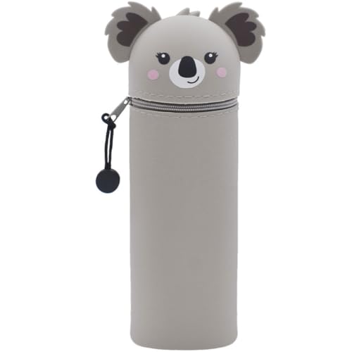 GDFJBG 2-in-1 Silikon Federmäppchen - Dinosaurier,Kawaii,Tischstifthalter Federtasche Tischstifthalter, Reißverschluss, Silikon, Stiftetasche Buntstifte Marker (Koala)