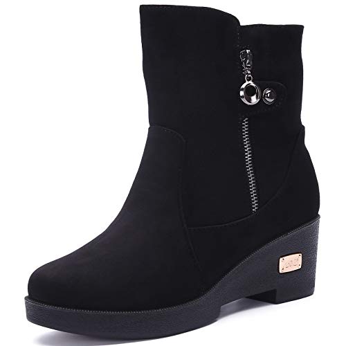 Damen Winterstiefel Stiefel Stiefelette Warmer Winterschuhe Stiefeletten Gefüttert Kurze Bequem Rutschfest Boots Schuhe Schwarz EU41=CN42 (260)