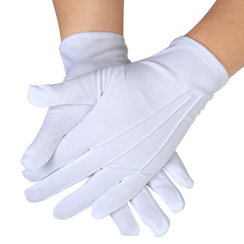 Weiße Zeremonienhandschuhe – Atmungsaktive Polyesterhandschuhe Für Unisex | Theaterrequisiten, Handschuhe Für Cosplay Und Halloween-Partys, Perfekt Für Versammlungen Und Themenveranstaltungen