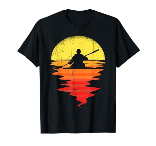 Retro Kanu Paddeln Wassersport Kayaking Geschenke Kajak Boot Kanu Kayaking Kanufahrer Kanute Vintage Kajaker T-Shirt für Damen und Herren, Klassische Passform, Kurzarm, Schwarz, S