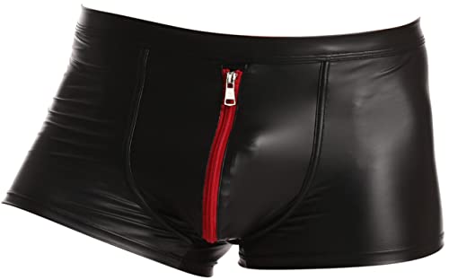 Cave Hero Latex ähnliche Shorts mit Reissverschluss vorn - Wetlook Shorts mit Zipper - schwarz L