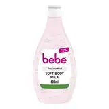 bebe Soft Body Milk (400 ml), schnell einziehende Bodylotion mit Jojobaöl & Panthenol für trockene Haut, duftet sanft, spendet 24 Stunden Feuchtigkeit