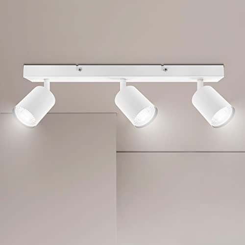 Ketom Deckenstrahler LED Weiß, Deckenstrahler 3 Flammig, LED Deckenleuchte Schwenkbar, GU10 Deckenlampe Spot, Deckenlampe 3 Flammig Modern, Strahler Deckenspot für Küche, Wohnzimmer, Schlafzimmer