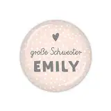 lijelove® STROLCHE große Schwester mit Wunschname in rosa, hellblau oder beige - als Button, Magnet, Taschenspiegel oder Flaschenöffner erhältlich (Art. MD08-05)