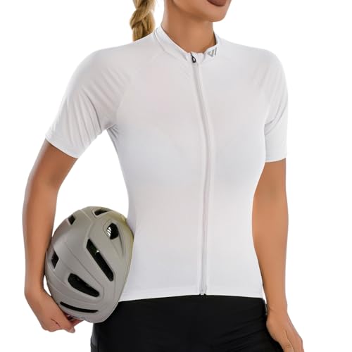 Lo.gas Radtrikot Damen Kurzarm,Fahrradtrikot Rennrad Trikot Atmungsaktiv Frauen Fahrrad Shirt Sommer Fahrradjacke Radfahren Top Mit 3 Taschen M Beige
