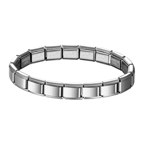 JewelryWe Italian Charms Bracelet Silber: 9mm DIY Abnehmbar Module für Italienische Armbänder Edelstahl Italian Charm Bracelet Charms Nomination Armband, Italian Style Charms für Damen