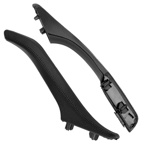 liangren 51417225852 Leder-Seitentürgriff Vorne Türgriffabdeckung für BMW 5er F10 F11 F18 520 523 525 528 530 535 2010-2017, rechte Seite Beifahrerinner-Türgriff Auto Innen Leder Zuggriff (schwarz) 