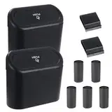 WiMas 2 Pack Mini Auto Mülleimer mit Deckel, kleine Auto Organizer Bin wasserdicht Auto Storage Box Fahrzeug Mülleimer mit 5 Rollen Müllbeutel für Auto Home Office Küche Lagerung und Organisation