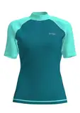 HDTIYUYP UV Shirt Damen Kurzarm - Wasser Schwimmen Tshirt Rashguard Frauen Badeshirt Surf Shirt Schnelltrocknende Strand Shirt Wet Top Türkis XL