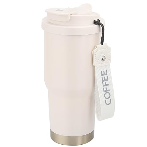 Kaffeebecher Thermo - Kaffeebecher To Go - Thermobecher Auslaufsicher 530ml Kaffeebecher Thermo aus Edelstahl 304, Doppelwandiger Isolierbecher für Heiß Kaltgetränke (Weiß)