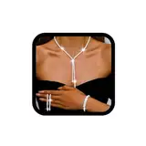 Reaky Brautschmuck-Set, silberne Strass-Ohrringe und Halskette, funkelnde Hochzeits-Halsketten-Sets, Abschlussball-Schmuck für Frauen (3er-Pack) (Silber)