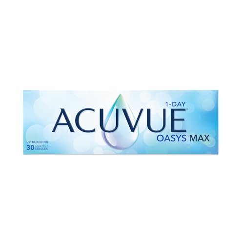 ACUVUE OASYS MAX 1-Day Tageskontaktlinsen – Helfen dabei, das Gefühl von müden & trockenen Augen zu reduzieren – 30 Tageskontaktlinsen mit -1.75 dpt und BC 8.5 – UV Schutz & angenehmes Tragegefühl