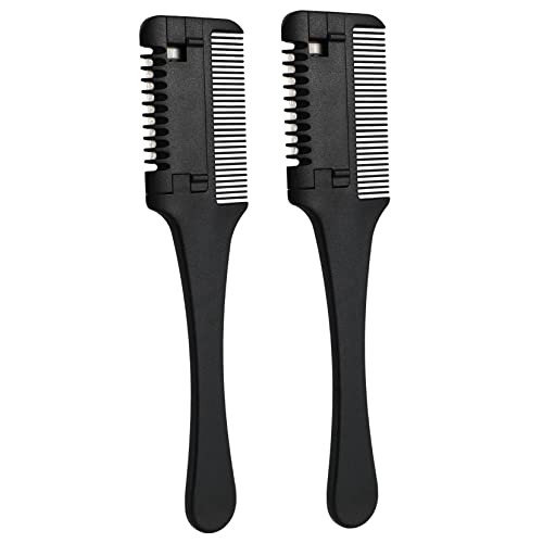ERINGOGO 2Stücke Haarschneider Doppelseitiger Haarschneidekamm mit Rasiermesser für Haarausdünnung und Styling für Professionelle Friseure und DIY Anwendungen zu Hause