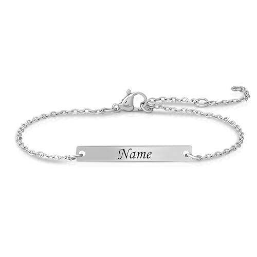 Personalisierte Geschenke Frauen | Personalisiertes Armband | Armband mit Gravur | Geschenk Freundin | Geschenke für Taufe, Valentinstag, Weihnachten, Frau und Freundin (Silber)