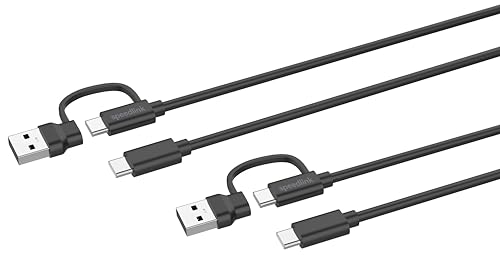 Speedlink STREAM Play & Charge USB-C/USB-A to USB-C Controller Kabel Set 3m – 2 Stück Ladekabel für Controller PS5 PS4 Xbox Switch Controller, 3 Meter, Laden und Datenübertragung, schwarz