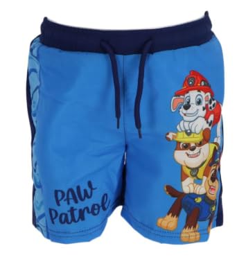 Paw Patrol Chase Marshall Rubble Jungen Badehose Badeshorts Schwimmhose mit Kordel und Netz Atmungsactiv Schnelltrocken Badeboxer Kinder 98-128 cm (DE/NL/SE/PL, Numerisch, 110, 116, Regular, Blau)