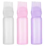 Kisvic 3 Stück Haaröl Applikator, 170ml Wurzelkamm Applikator Flasche, Hair Oil Applicator Bottle mit Abgestufter Skala - Zuverlässiges Haarstyling Werkzeug für Haarfärbemittel Färbung