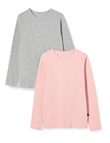 Minymo 2er Pack Baby Mädchen T-Shirt, Langarm, Alter 12-18 Monate, Größe: 86, Farbe: Rosa und Grau, 3935