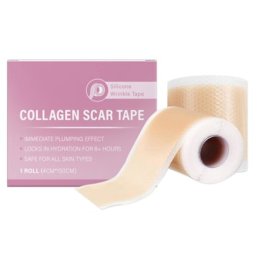 Silikon Narbenpflaster, Silikonpflaster gegen Falten, 1 Roller Kollagen Silikon Narbenband für Gesicht Falten, Silikonpflaster Für Narben, Silicone Scar Tape gegen Wrinkles Silikonblätter in Farbbox