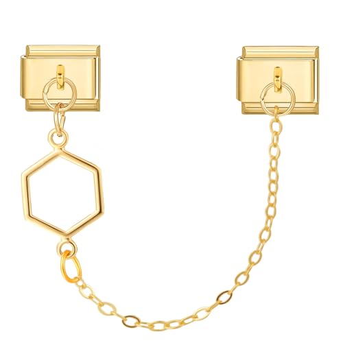 MJARTORIA Italian Charm Bracelet Charms Anhänger Gold DIY Abnehmbar 9mm Edelstahl Module für Italienische Armband Glieder Charms Armbänder Geschenk für Damen Mädchen Fünfeckig Gold