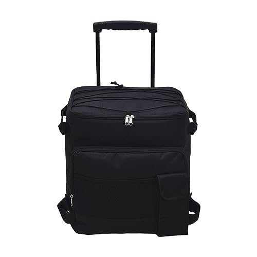 Ronyme Rollbarer Kühlwagen, zusammenklappbare Kühltasche, Oxford, wasserdicht, tragbar, isolierte Kühltasche mit Rollen, für Reisen im Freien, Arbeit, Schwarz