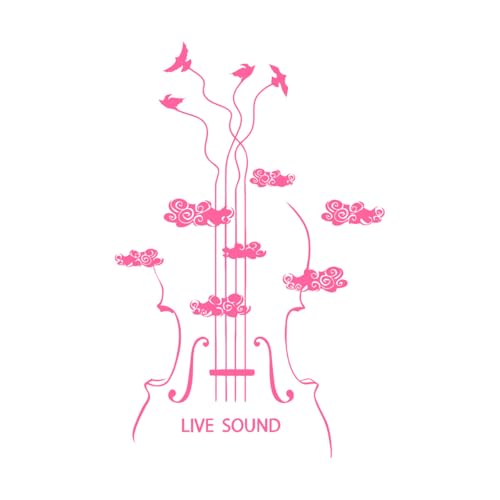 Vinyl-Wandaufkleber-Dekor Violine Musikinstrumentenladen Musiker Vögel 32x49.4cm Fallt nicht ab Rosa
