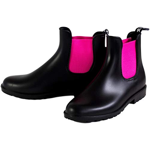 RL24 by HKM - Jodhpur Reitstiefeletten mit Elastikeinsatz Kunstleder schwarz/pink 39 soft/weit