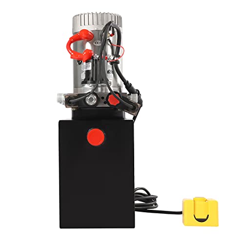 OUKANING Hydraulikaggregat 6L/8L/19L 12V Hydraulikaggregat Hydraulikpumpe 16MPa 3000W Hydraulic Power Pack Einfachwirkende Hydraulikpumpe für Aufzüge, Gabelstapler (5,67L/ 6Qt)