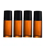 JIHUOO 4 Stück 30 ml Glas Roll On Flaschen Nachfüllbare Ätherisches Öl Roller Flasche Leere Aromatherapie Behälter mit Rollenkugel