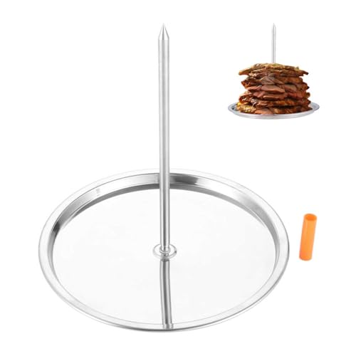 DRELD Vertikaler Grillrost Fleischspieß, Gyrosspieß aus Edelstahl, Vertikaler Spieß BBQ Stand, Brasilianischer Spieß, Dönerspieß Grill vertikaler Spieß für Truthahn Huhn Steak Kebab (19 x 19 x 21 cm)
