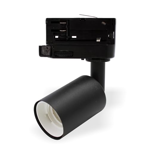 Licht-Zubehoer.de 3-Phasen Stromschienenstrahler E27 Fassung max. 60W | 142x70x41mm IP20 | Schwarz