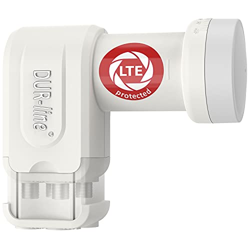 DUR-line +Ultra Quad LNB - 4 Teilnehmer weiß - mit LTE-Filter [ Test SEHR GUT *] 4-Fach, digital mit Wetterschutz, Full HD, 4K,Premium-Qualität