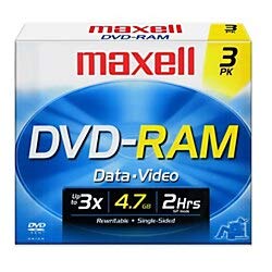 Maxell DVD-RAM47 DISC 4,7 GB wiederbeschreibbare DVD-RAM-Disc für Video, 3 Stück