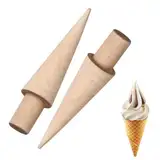 2 Stück Waffelkegelroller, Holz Eiswaffelformer, Waffelformer Holz Kegel, Waffelhorn Holz Pizzaroller, Form Hörnchen Former Kegel, Waffelhörnchen für die Herstellung von DIY-Waffeln und Eistüten