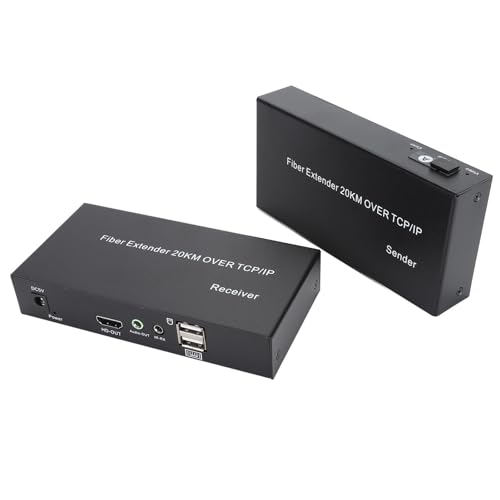 1080P HDMI-KVM-Glasfaser-Extender, HDMI-USB-KVM-über-Glasfaser-Extender, 60-Hz-HDMI-zu-Glasfaser-Konverter-Übertragungsentfernung Bis zu 20 Km (Europäische Vorschriften)