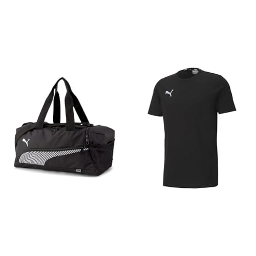 PUMA Unisex-Erwachsene Fundamentals Sporttasche, Einheitsgröße 40 x 21 x 22 cm & Herren Teamgoal 23 Casuals Tee T-Shirt, Puma Black, L EU