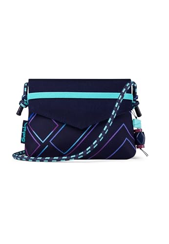 satch Clutch kleine Umhängetasche Schminktasche mit Kordelzug und Spiegel für Teenager Purple Laser - Dunkelblau