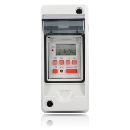 Dpofirs Programmierbarer Digitaler Zeitschalter für Poolpumpen, Heizungen, Filter, 7 Tage 28 EIN/AUS-Timer-Einstellungen, AC85–265 V, LCD-Display, Digitaler Zeitschalter mit