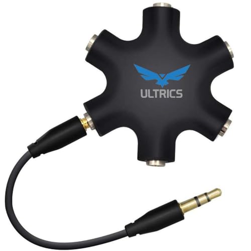 ULTRICS Audio Splitter, 3.5mm Klinkenstecker Stecker auf Buchse Stereo Headset Aux Splitter, Kopfhörer Adapter Kompatibel mit PC PS4 Smartphone Gaming Headset Laptop Tablet Lautsprecher – Schwarz