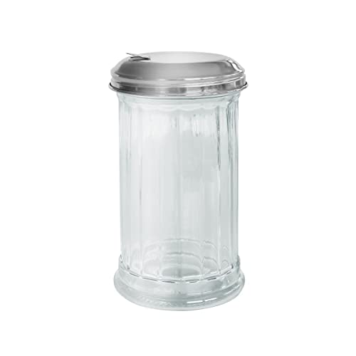 Fackelmann Zuckerspender BISTRO, Zuckerstreuer aus Glas, Zuckerdosierer mit Edelstahl-Deckel (Farbe: Silber/Transparent), Menge: 1 Stück