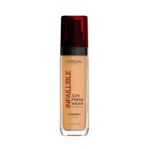 L'Oréal Paris Make-up, Wasserfest und langanhaltend, Flüssige Foundation mit LSF 25, Infaillible 32H Fresh Wear Make-up, 315 Warm, 30 ml