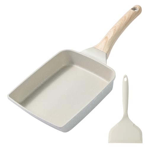 COZHYESS Tamagoyaki-Pfanne, japanische Omelett-Pfanne, antihaftbeschichtet, rechteckig, kleine Bratpfanne, Gasherd und Induktionskochfeld kompatibel
