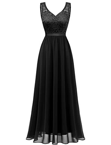 Gardenwed Schwarze formelle Brautkleider Braut Kleider für Hochzeitsgäste Abendkleider Elegant für Hochzeit Cocktailkleid Black M