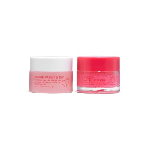 W7 Sweet Dreams Lippen-Peeling & Overnight Lip Mask Duo, Lippenmaske für die Nacht - 2er Set - Erdbeergeschmack - Peeling, Pflege, Beruhigung & Feuchtigkeitspflege