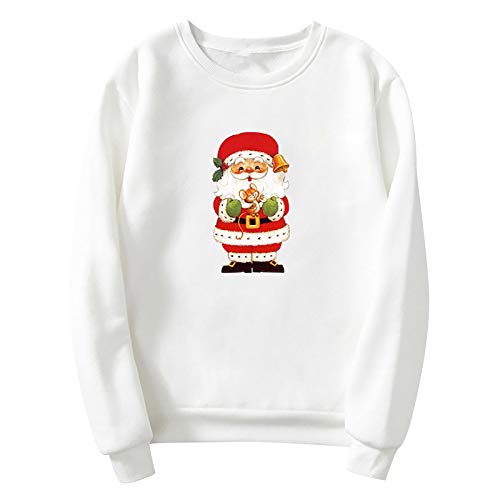 AmyGline Weihnachtspullover Damen Pullover,Nikolaus Druck Plus Kaschmir Verdicken Warm Teenager Mädchen Frauen Weihnachtspulli Langarmshirt Pulli Sweatshirt Christmas Oberteile Bluse Shirt