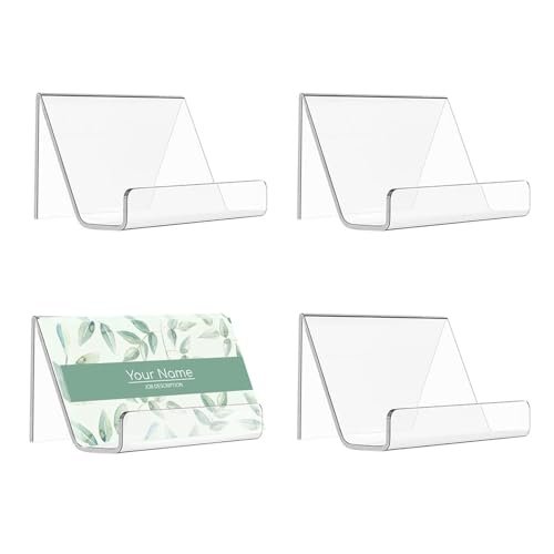 MytaYt 4 Stück Visitenkartenhalter Acryl Desktop Visitenkartenständer Transparent Visitenkarten Display Visitenkartenbox für Zuhause Schreibtisch Büro(9X6,5cm)