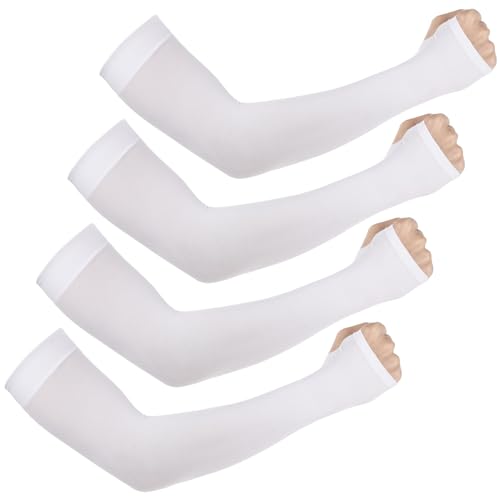 Tyqour 4 Paar UV Schutz Armlinge Damen Herren Kühlung Sonnenschutz Ärmel Armsleeve Armschutz Armstulpen Sommer UPF 50 Arm Sleeve Gaming mit Daumenloch für Laufen Fahren Basketball Radsport Golf