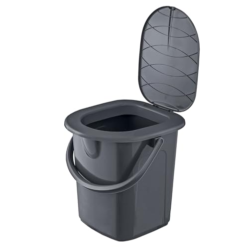 BranQ - Home essential, zu 100 % aus recyceltem Material hergestellt, Ökologisch, Mobile Campingtoilette 22 Ltr mit max. Tragkraft bis 120kg, ECO Grau