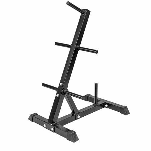 GORILLA SPORTS® Hantelscheibenständer - 6 Scheibenaufnahmen, für Ø 30 mm Gewichtsscheiben, bis 200 kg Belastbar, aus Stahl, Schwarz/Weiß - Scheibenständer, Hantelständer, Hantelablage, Hantelbaum, Gym